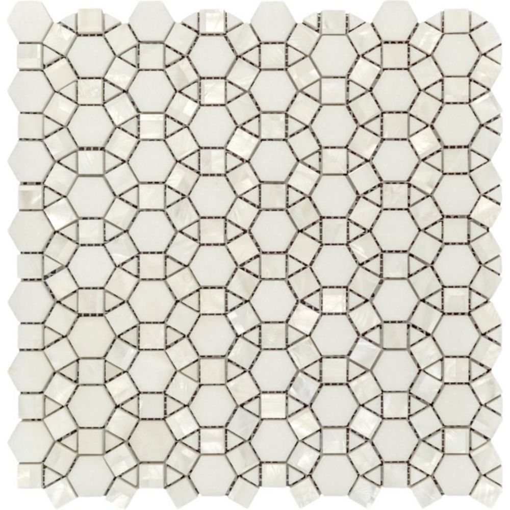 Belluno Designs FLO-1000 Flora 2.5" x 2.5" Thassos Seashell Polished Mosaic Wall Tile